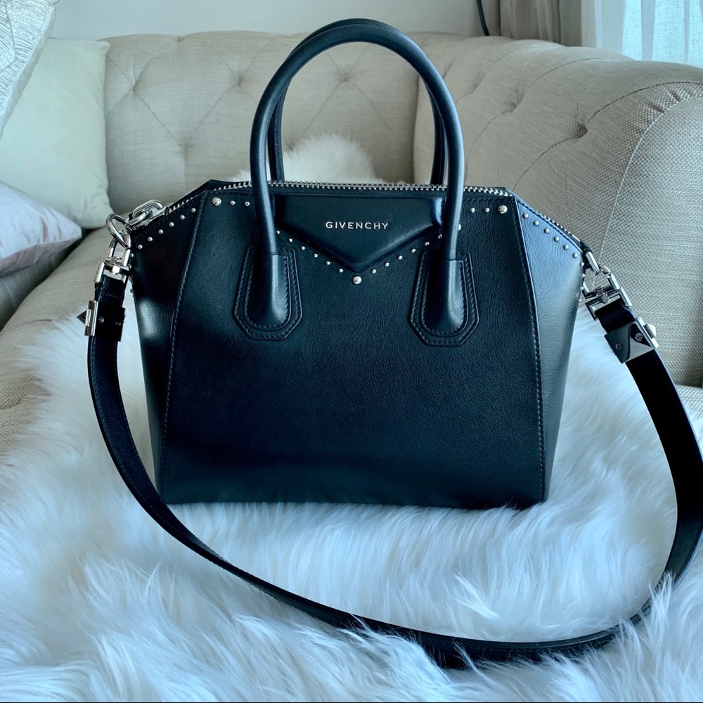Givenchy Antigona Studded Small Black Satchel Bag